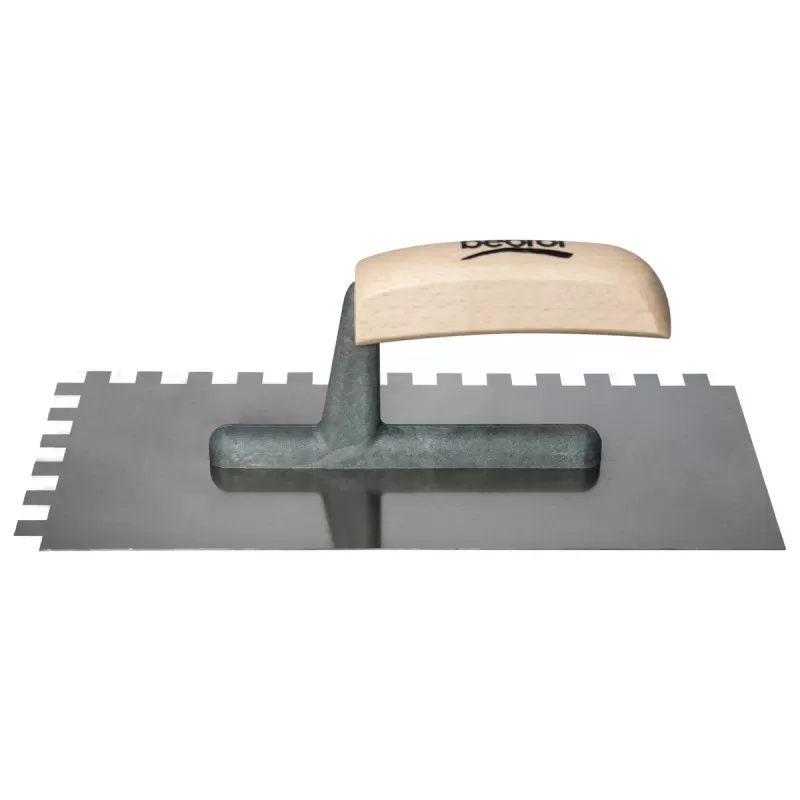 Gleterica Inox, nazubljena 10x10mm, kratka osnova drvena drška 